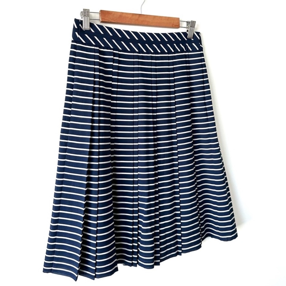 J.Crew Stripe double Pleated Midi Skirt - Picture 3 of 11
